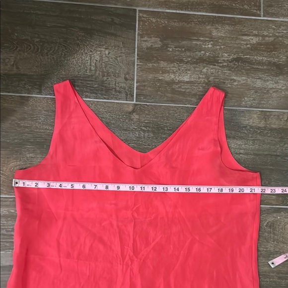 Vintage Express coral red pink Camisole Fitted V-Neck Top 100% Silk - Picture 4 of 5